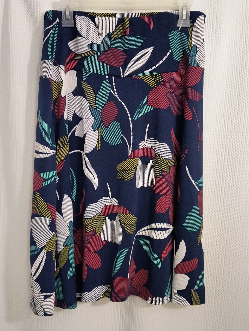 Elizabeth & Nicole Navy Floral A-Line Skirt - Women's NWT